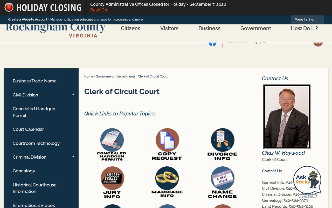 Harrisonburg residents directory Rockingham Clerk research source