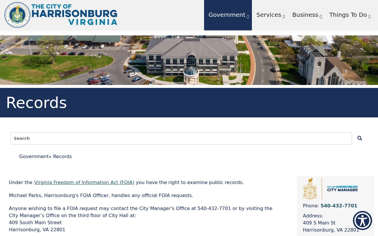 Harrisonburg residents directory public records request source