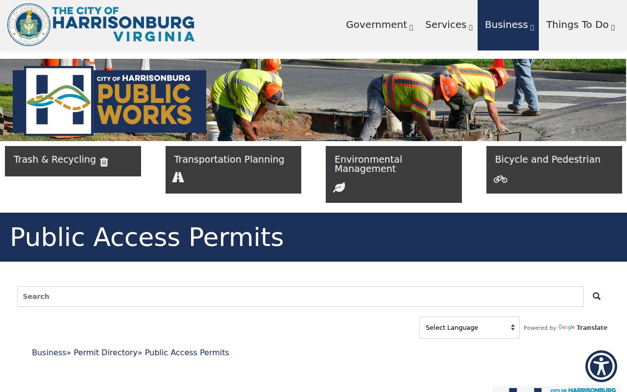 Harrisonburg neighbors public-access permit information