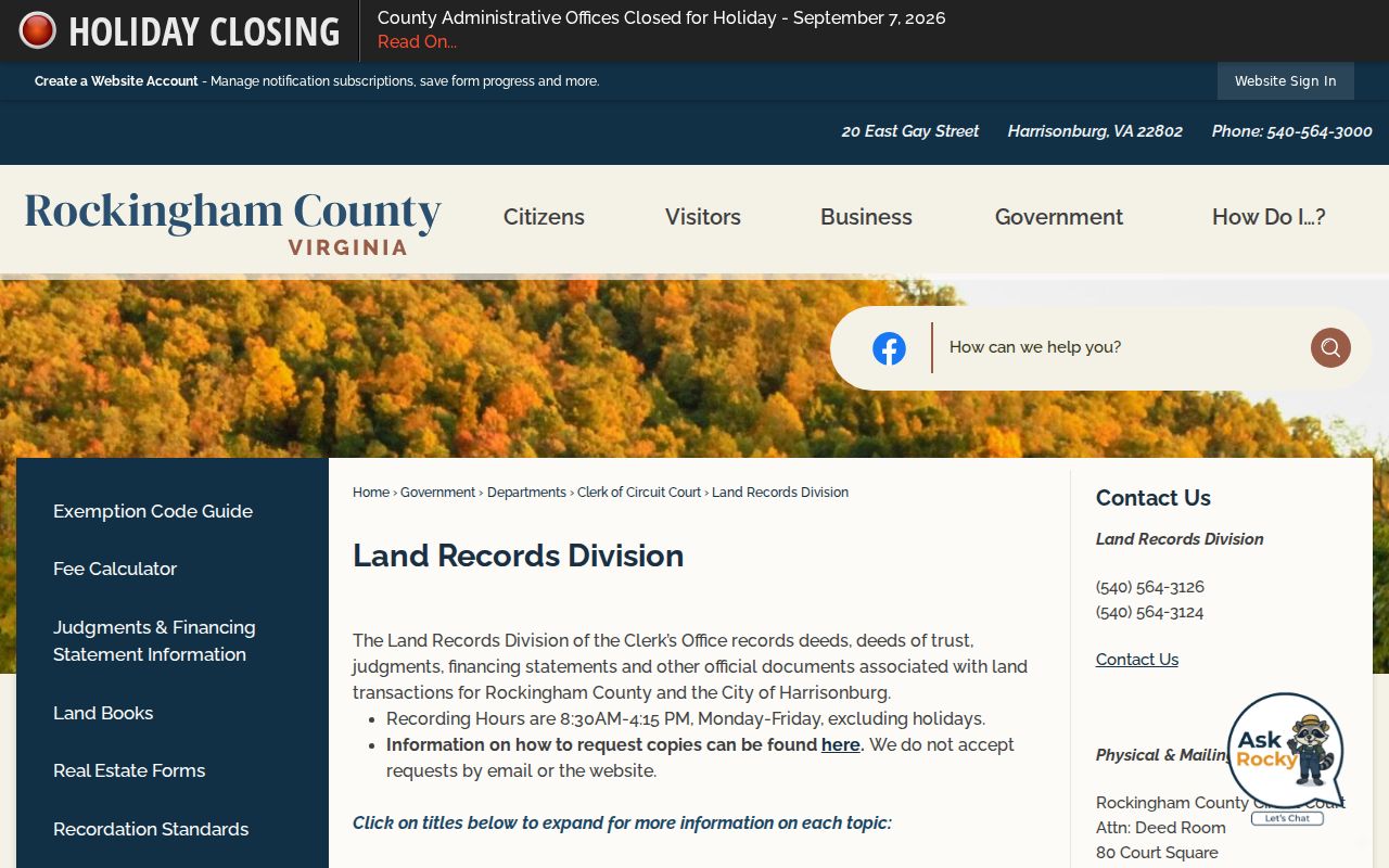 Harrisonburg previous residents research through Rockingham Land Records Division