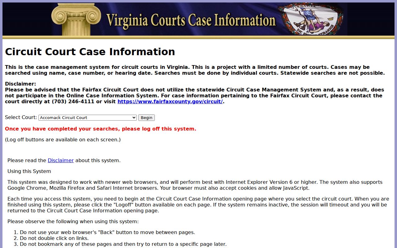 Harrisonburg resident lookup Virginia Circuit OCIS search