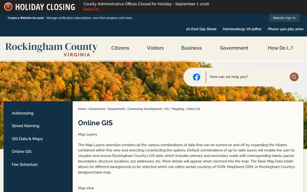 Harrisonburg street directory Rockingham County adjacent parcel GIS