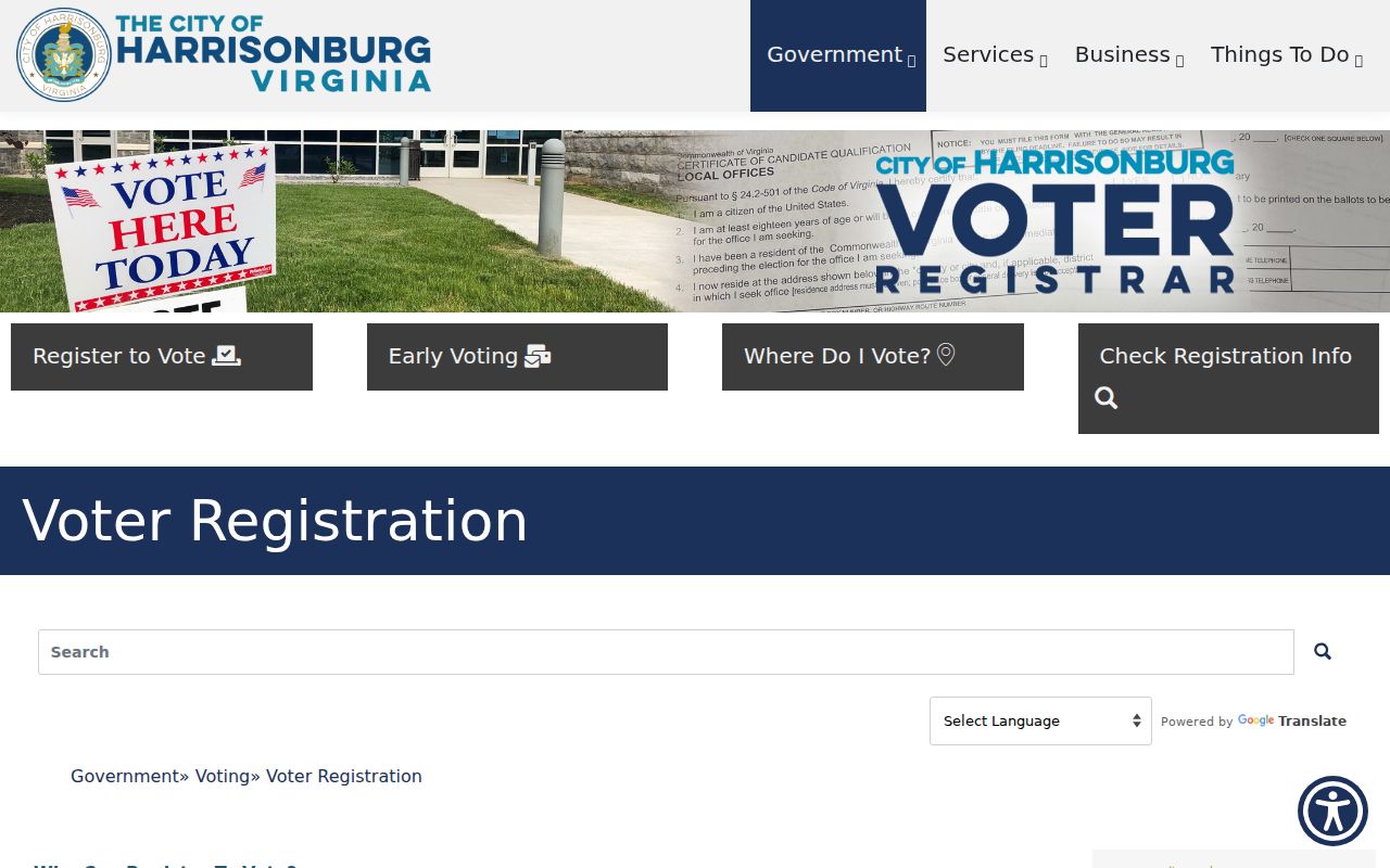 Harrisonburg ZIP code directory voter registration address guidance